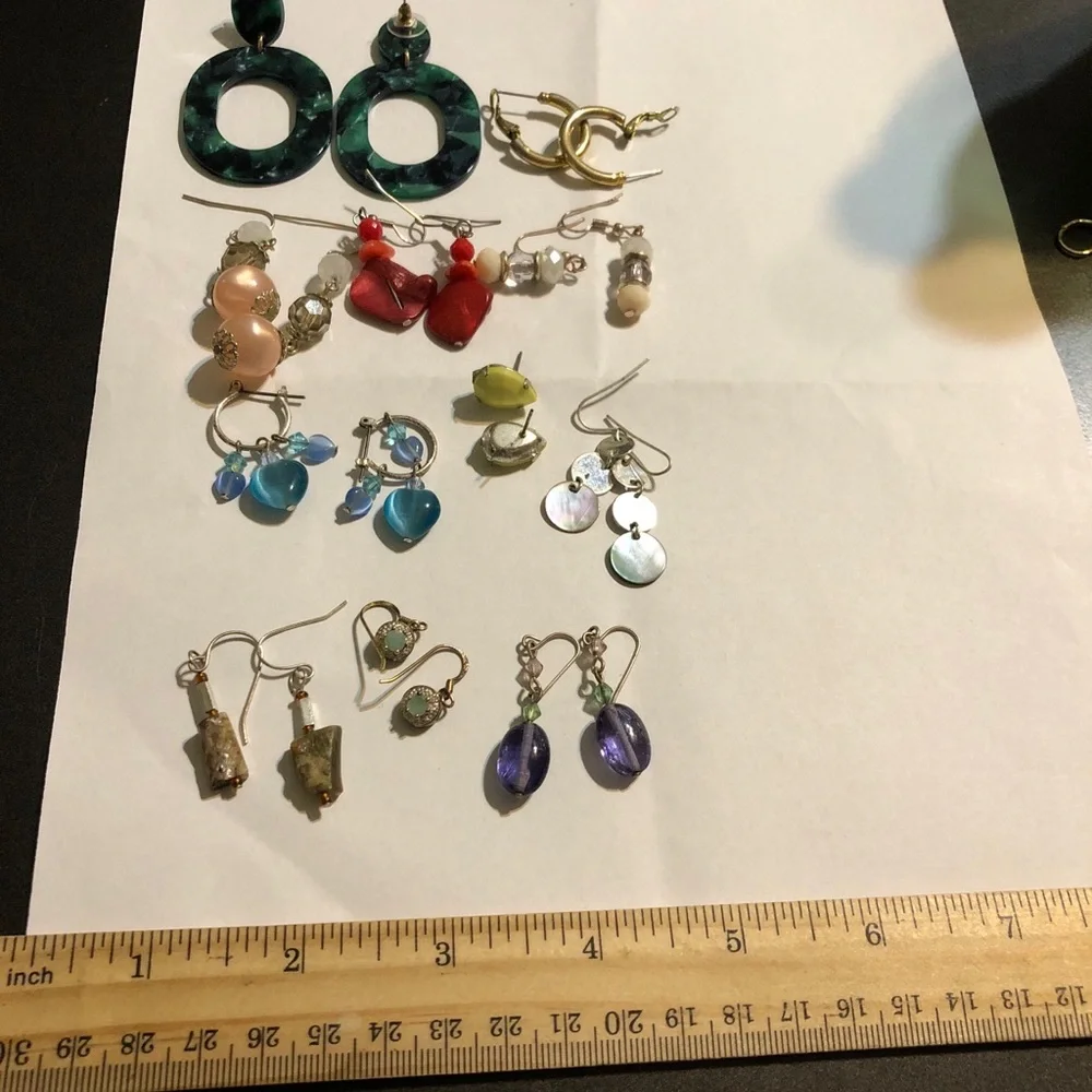 Assorted Women's Fashion Earrings - Multicolor Set 11 pair most hooks sterling